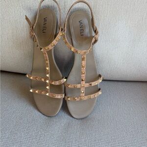 Vaneli Beige Studded Sandals